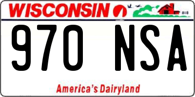 WI license plate 970NSA
