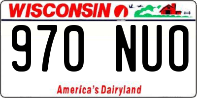 WI license plate 970NUO