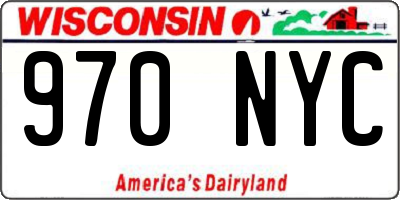 WI license plate 970NYC