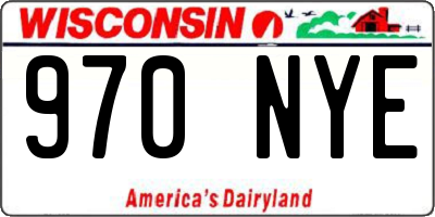 WI license plate 970NYE