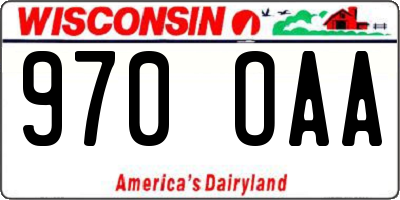 WI license plate 970OAA