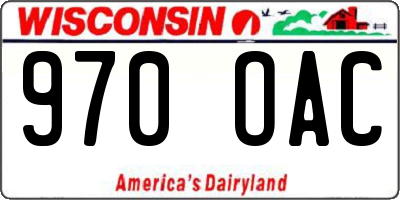 WI license plate 970OAC