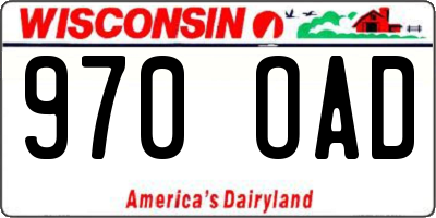 WI license plate 970OAD