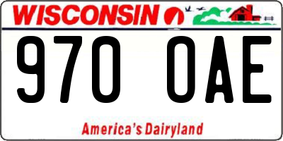 WI license plate 970OAE