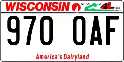 WI license plate 970OAF