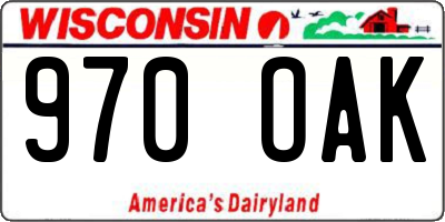 WI license plate 970OAK
