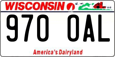 WI license plate 970OAL
