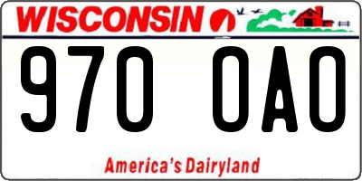 WI license plate 970OAO