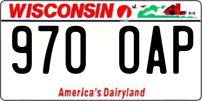 WI license plate 970OAP