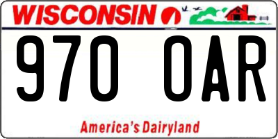 WI license plate 970OAR
