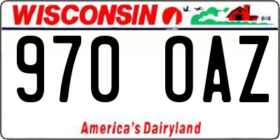 WI license plate 970OAZ