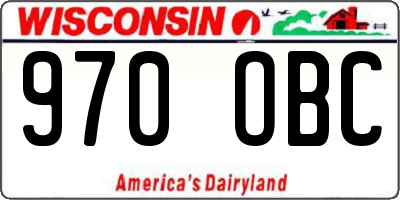 WI license plate 970OBC