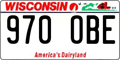 WI license plate 970OBE