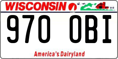 WI license plate 970OBI