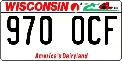 WI license plate 970OCF
