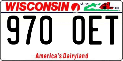 WI license plate 970OET