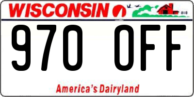 WI license plate 970OFF
