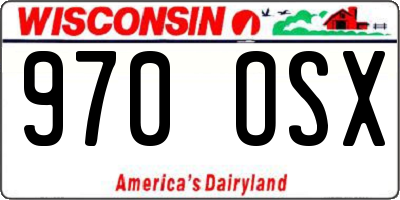 WI license plate 970OSX