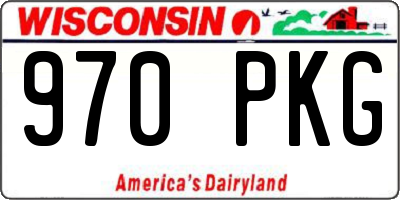 WI license plate 970PKG