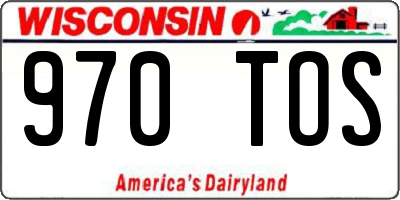 WI license plate 970TOS