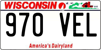 WI license plate 970VEL