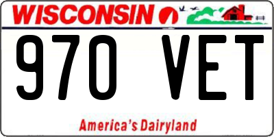 WI license plate 970VET