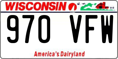 WI license plate 970VFW
