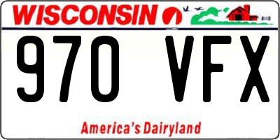 WI license plate 970VFX