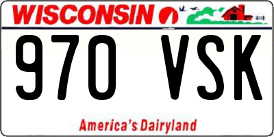 WI license plate 970VSK