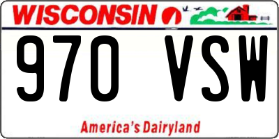WI license plate 970VSW