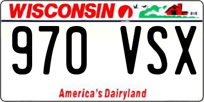 WI license plate 970VSX