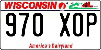WI license plate 970XOP