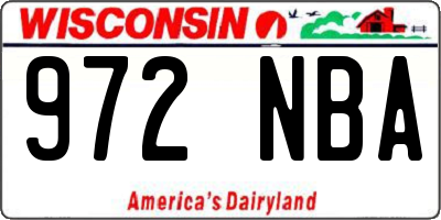 WI license plate 972NBA