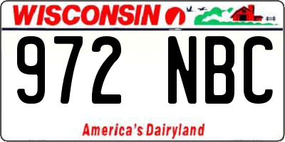WI license plate 972NBC