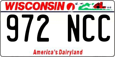 WI license plate 972NCC