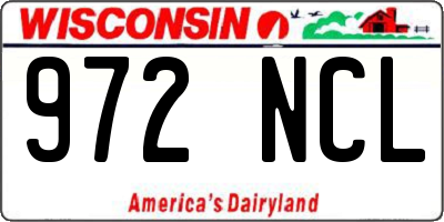 WI license plate 972NCL