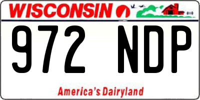 WI license plate 972NDP