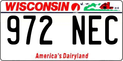 WI license plate 972NEC