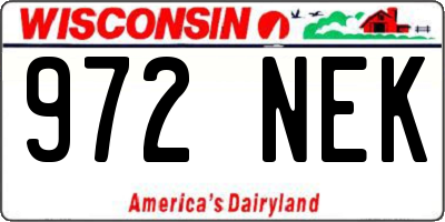 WI license plate 972NEK