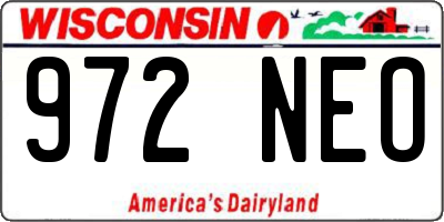 WI license plate 972NEO