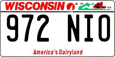 WI license plate 972NIO