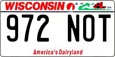 WI license plate 972NOT