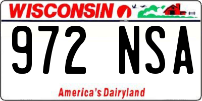 WI license plate 972NSA