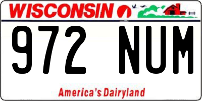 WI license plate 972NUM