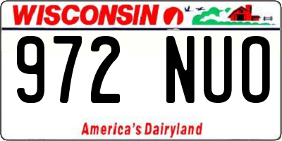 WI license plate 972NUO