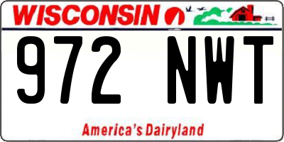WI license plate 972NWT
