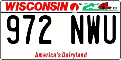 WI license plate 972NWU