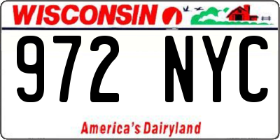 WI license plate 972NYC