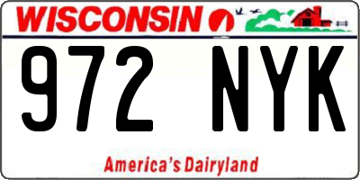 WI license plate 972NYK