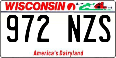 WI license plate 972NZS